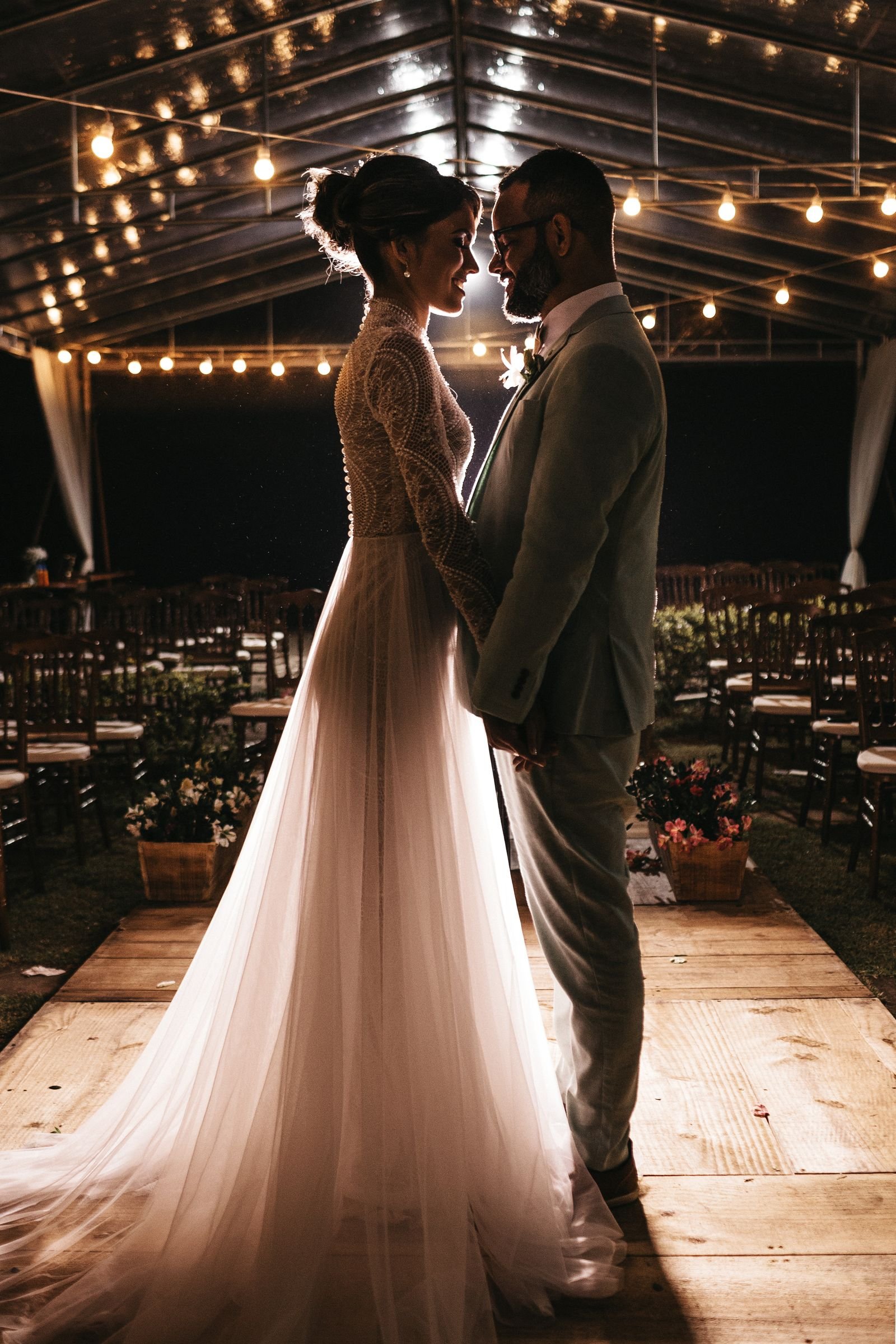 Golden hour under the fairy lights